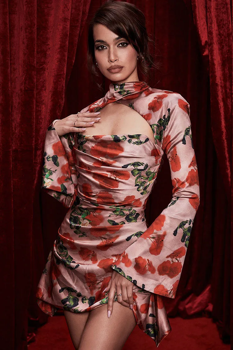 Women's Mini Dress Red Polyester Rose Print sold by Hensley London product image thumbnail 5