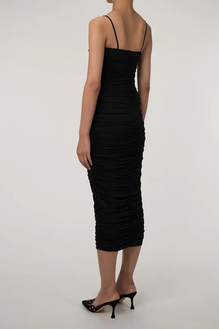 Women's Cocktail Dress Black Stretch Fabric Midi sold by Hensley London product image thumbnail 3