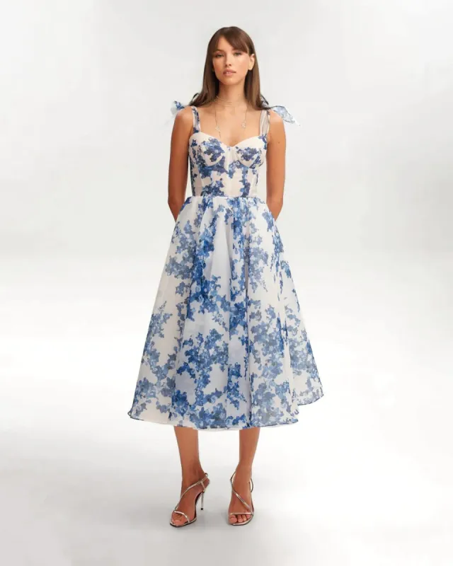 Women's Midi Dress Blue Organza sold by Hensley London