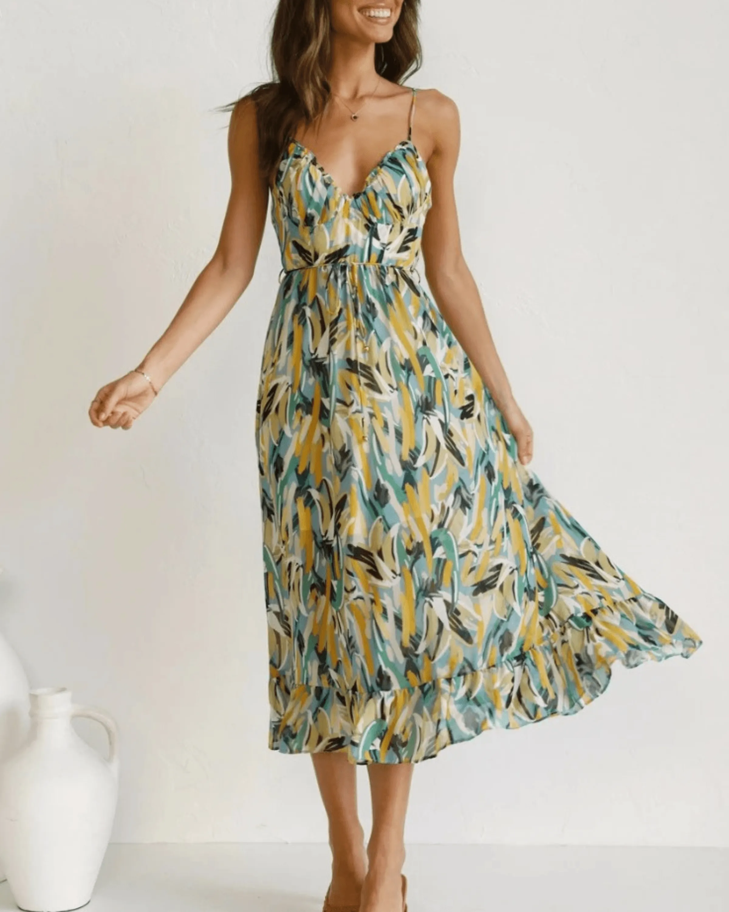 Women's Midi Dress Floral Print Lightweight Polyester sold by Hensley London product image thumbnail 3