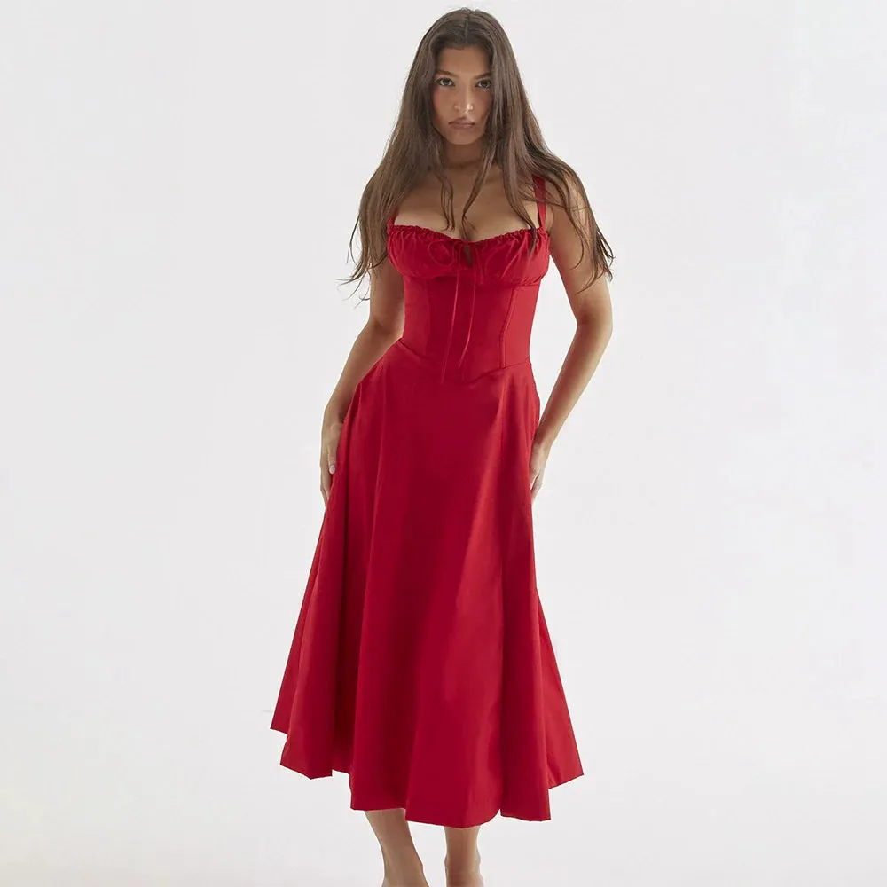 Women's Midi Dress Yellow Polyester Corset A-Line sold by Hensley London product image thumbnail 2