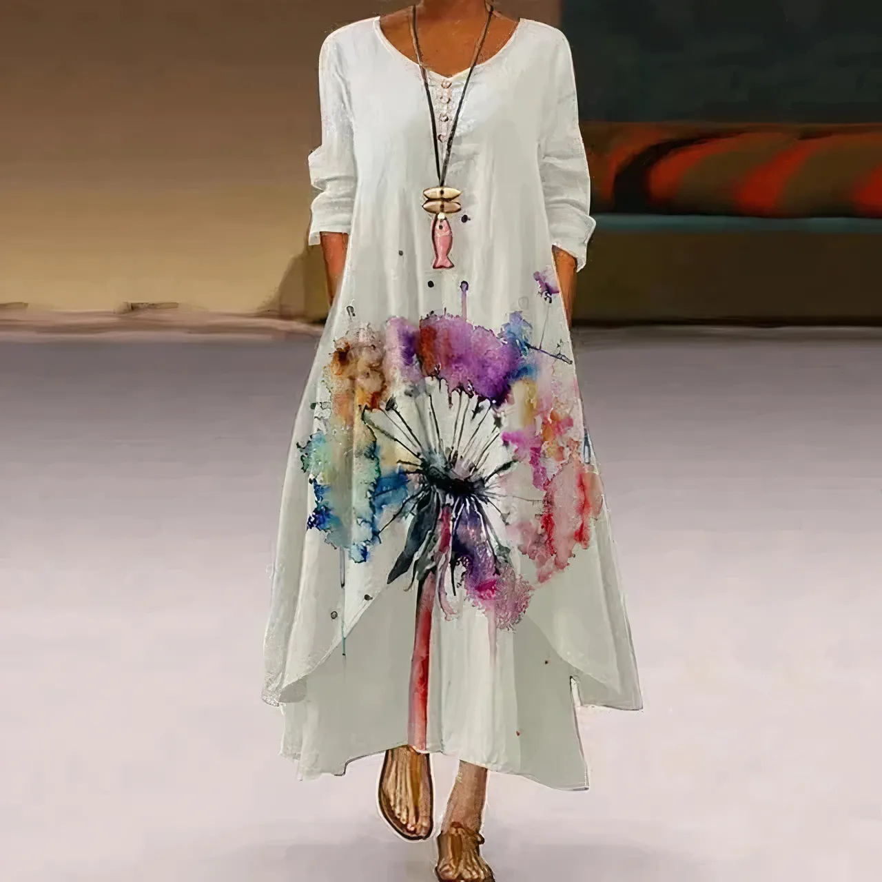 Women's A-Line Dress Green Polyester All-Season sold by Hensley London product image thumbnail 2