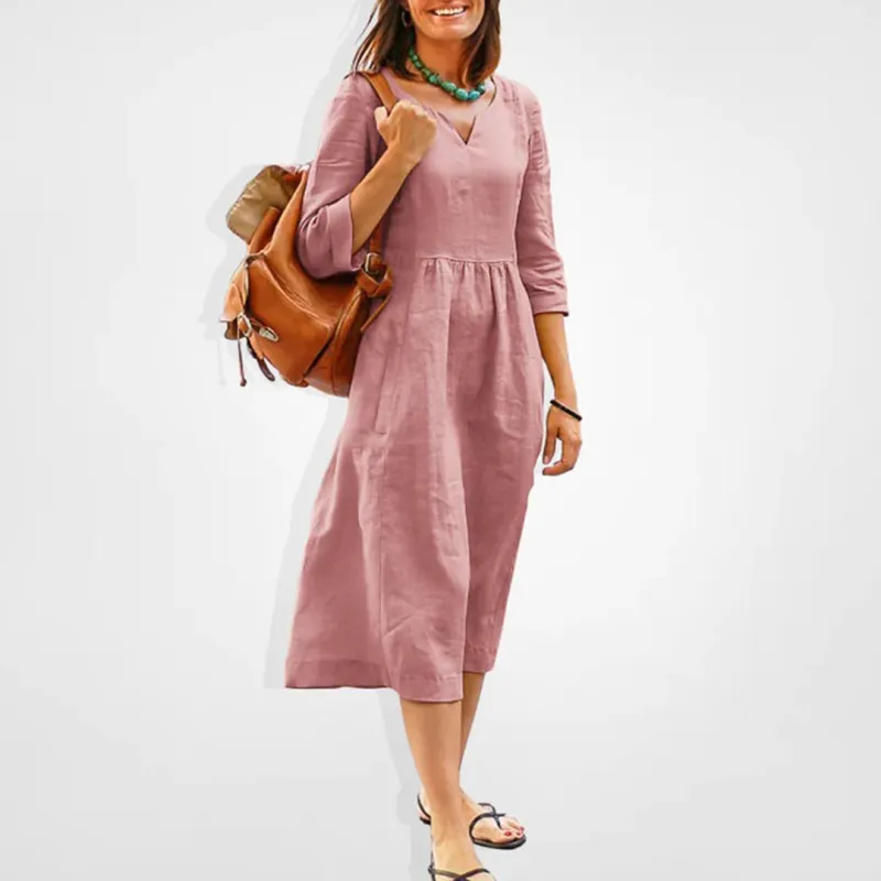 Women's Midi Dress Soft Pink Fiber Blend sold by Hensley London