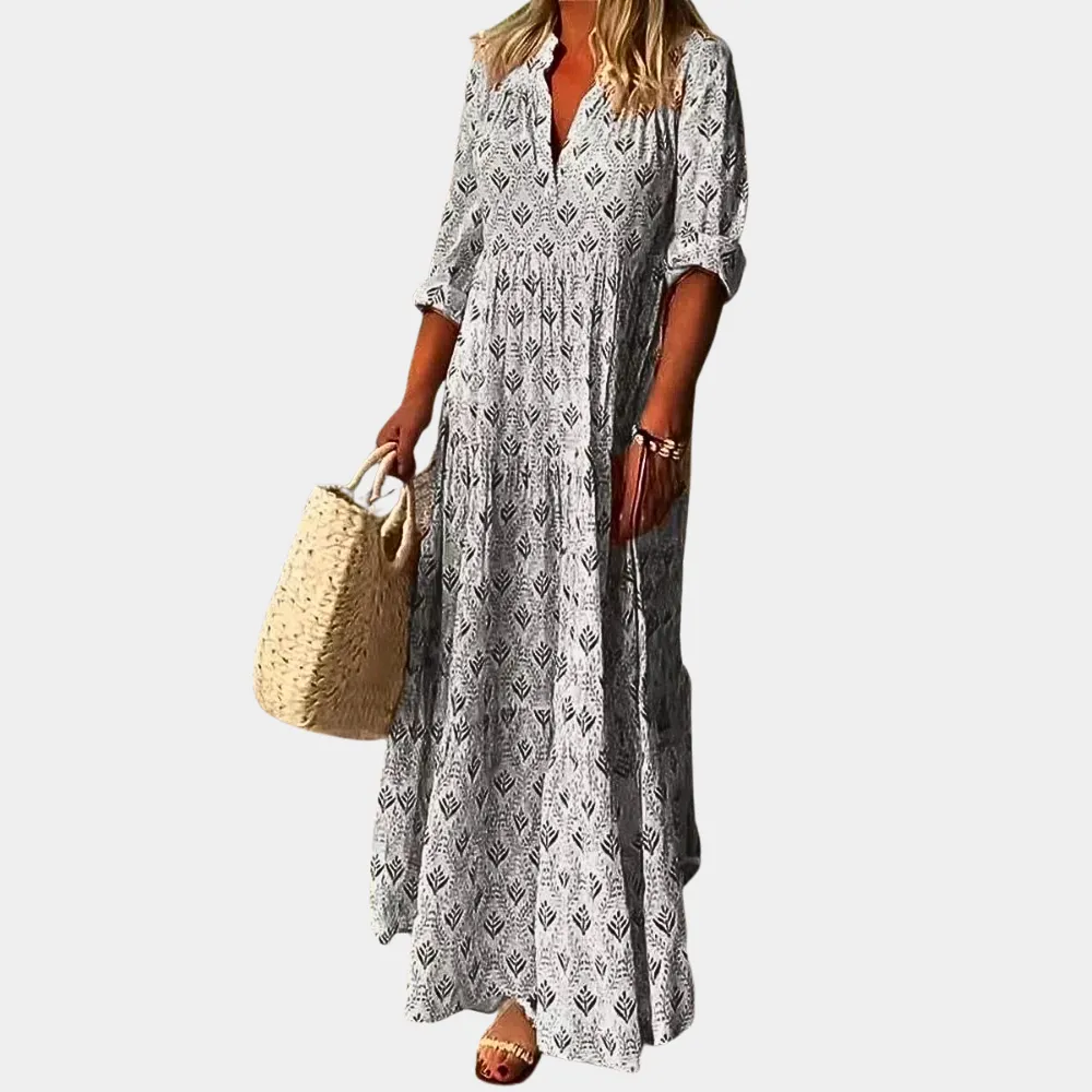 Women's Maxi Dress Gray Cotton sold by Hensley London product image thumbnail 4