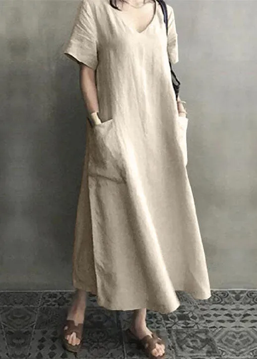 Women's Summer Dress Blue Cotton V-Neck with Pockets sold by Hensley London