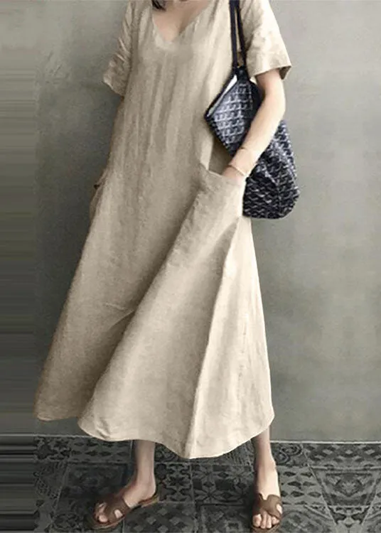 Women's Summer Dress Blue Cotton V-Neck with Pockets sold by Hensley London product image thumbnail 3