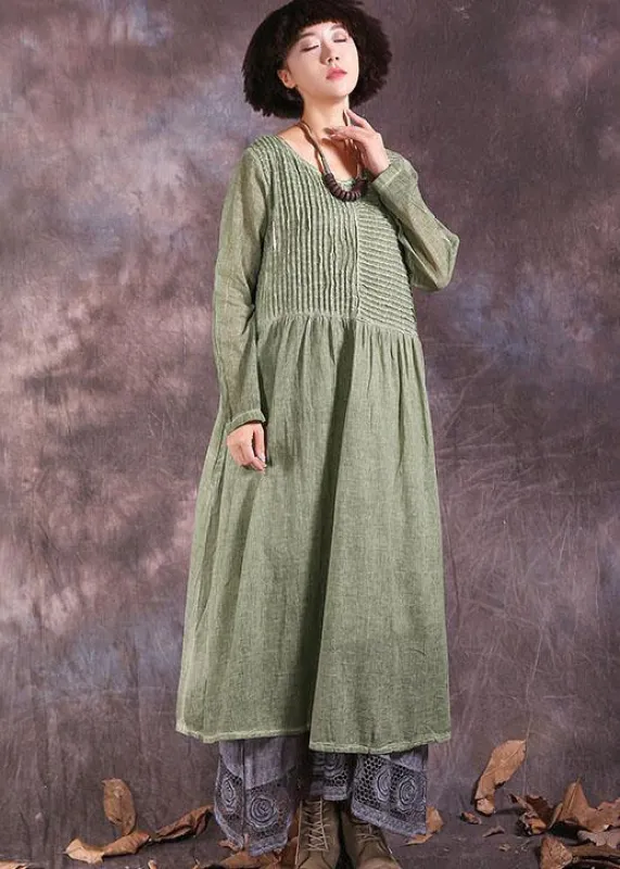 Women's Summer Dress Green Cotton Linen sold by Hensley London