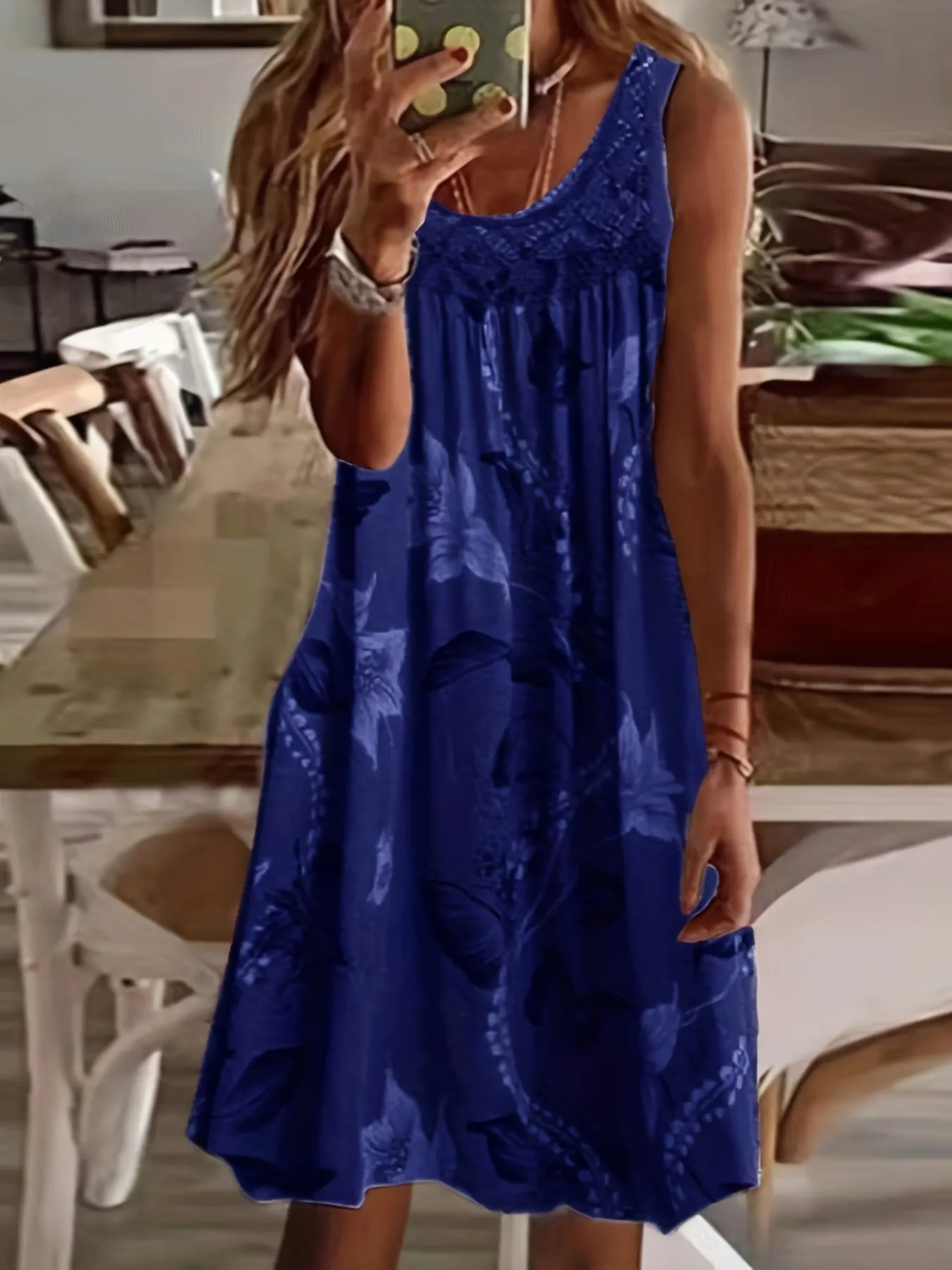 Women's Floral Maxi Dress Blue Polyester sold by Hensley London product image thumbnail 5