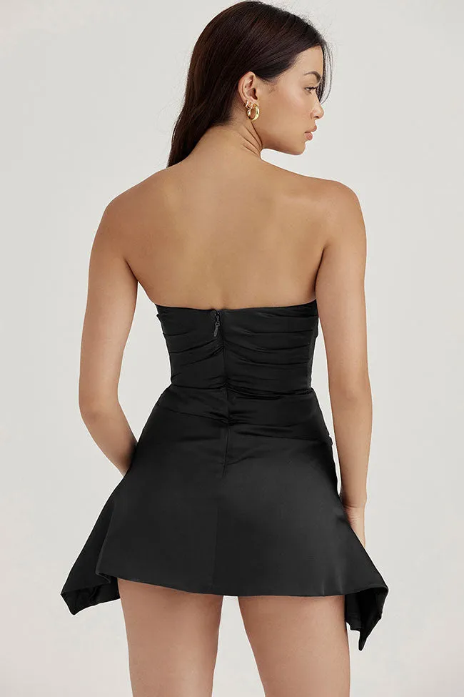Women's Cocktail Dress Black Satin Strapless A-Line sold by Hensley London product image thumbnail 4