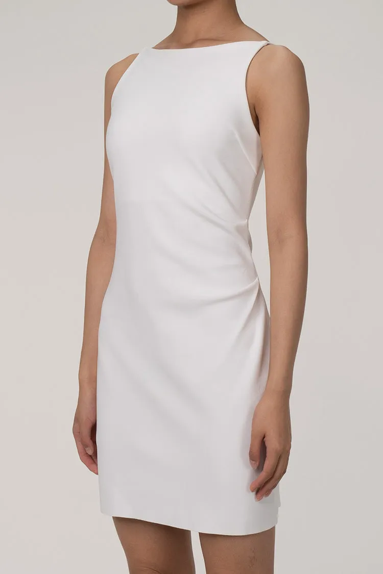 Women's Mini Dress White Cotton Blend Sleeveless Boat Neck sold by Hensley London product image thumbnail 2