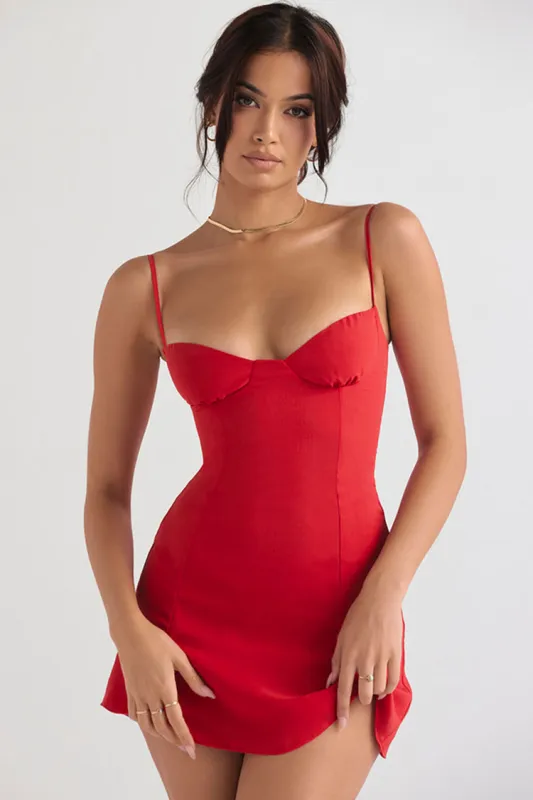 Women's Mini Dress Red Jersey Summer Dress sold by Hensley London