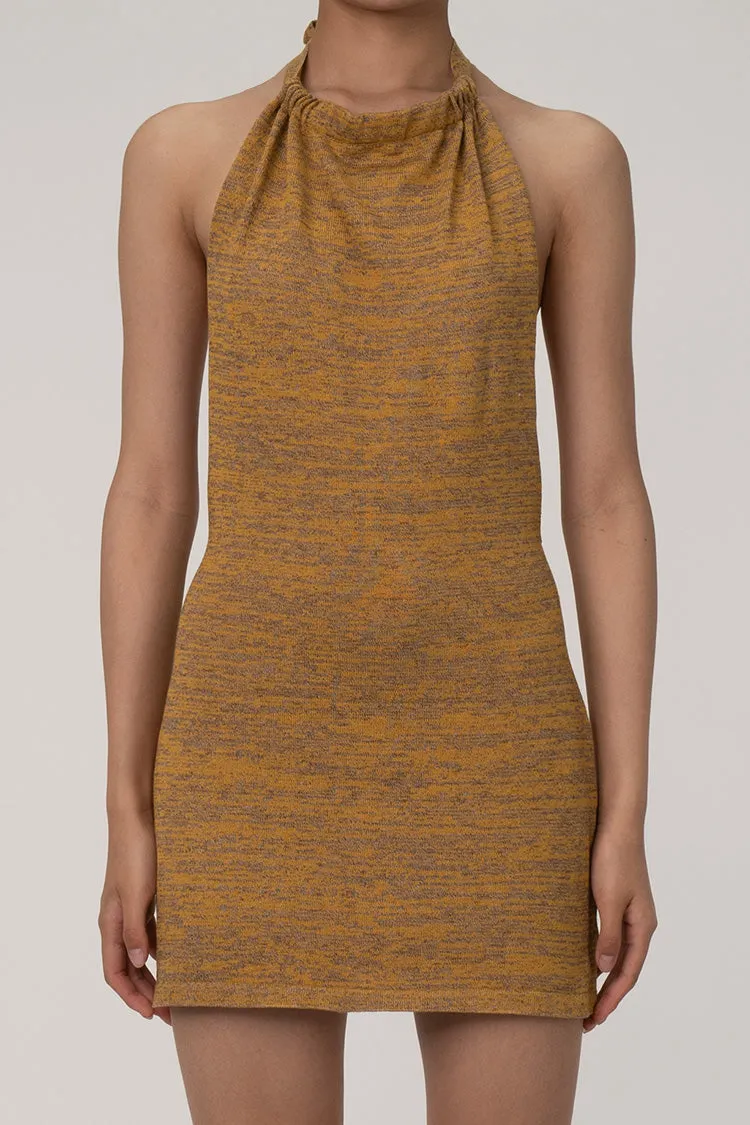 Women's Mini Dress Blue Knit Backless Halter Summer Dress sold by Hensley London product image thumbnail 5