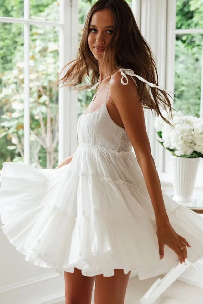 Women's Mini Dress White Cotton Tiered Ruffle sold by Hensley London product image thumbnail 2