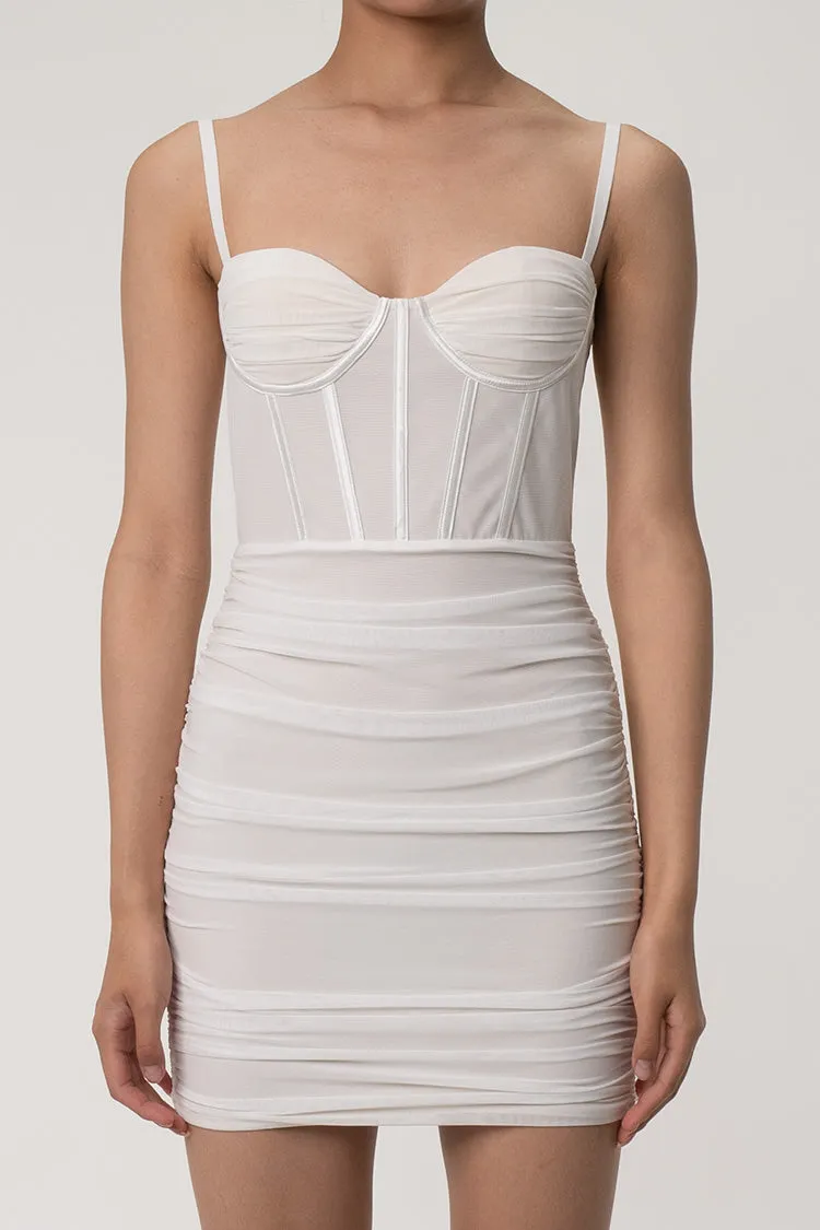 Women's Cocktail Dress Apricot Mesh Bodycon sold by Hensley London