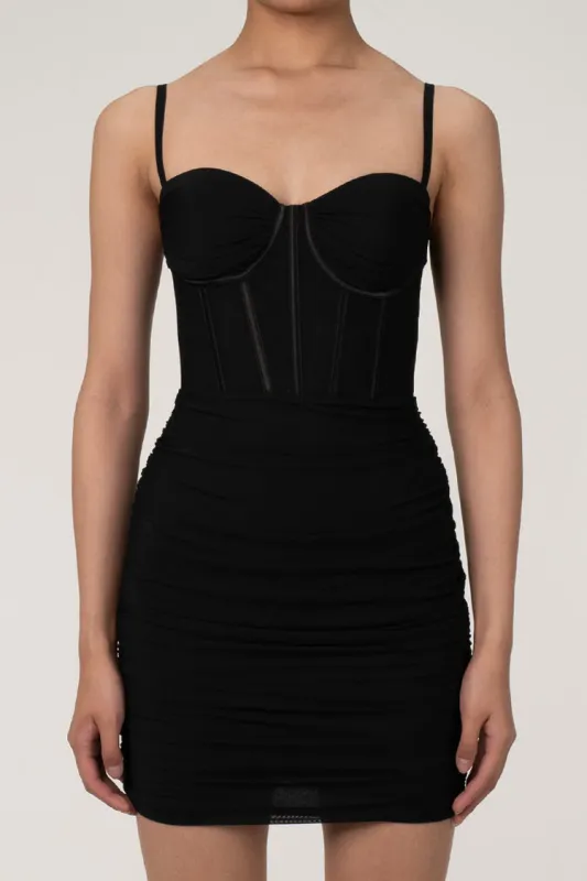 Women's Cocktail Dress Black Mesh Bodycon sold by Hensley London