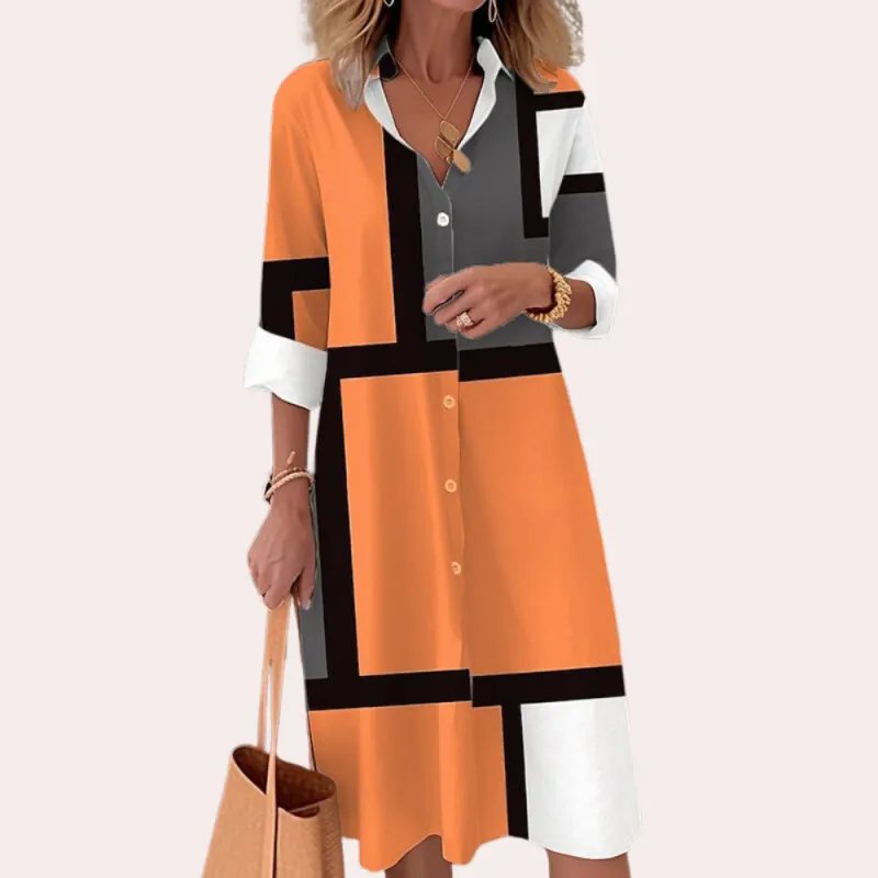 Women's Shirt Dress Blue Geometric Cotton Blend sold by Hensley London