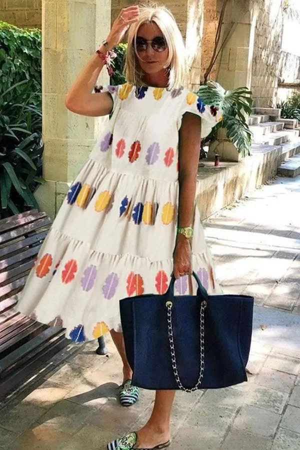 Women's A-Line Dress Floral Print Short Sleeve Polyester sold by Hensley London product image thumbnail 4