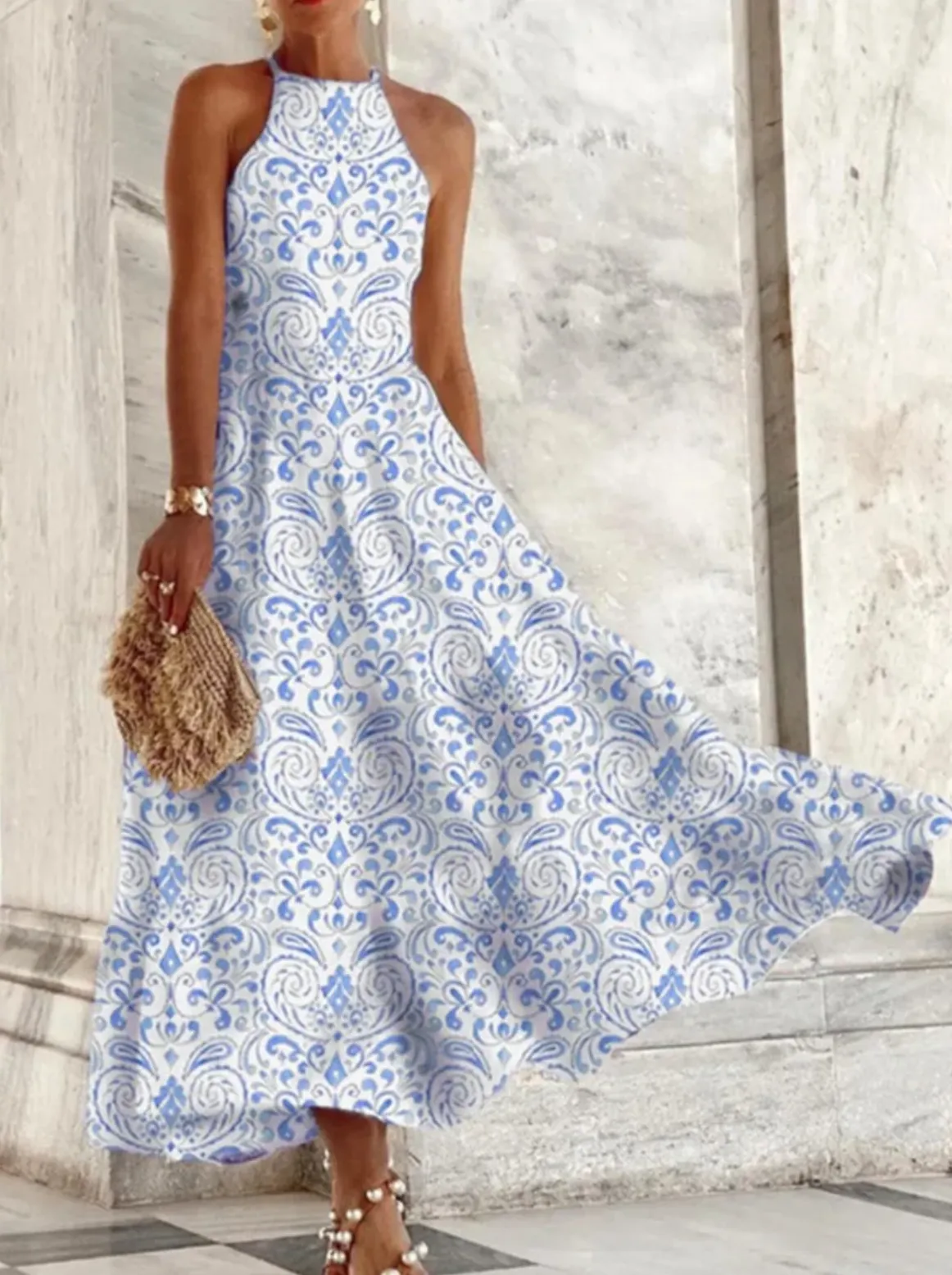 Women's Summer Dress White Polyester Short Sleeve A-Line sold by Hensley London product image thumbnail 2