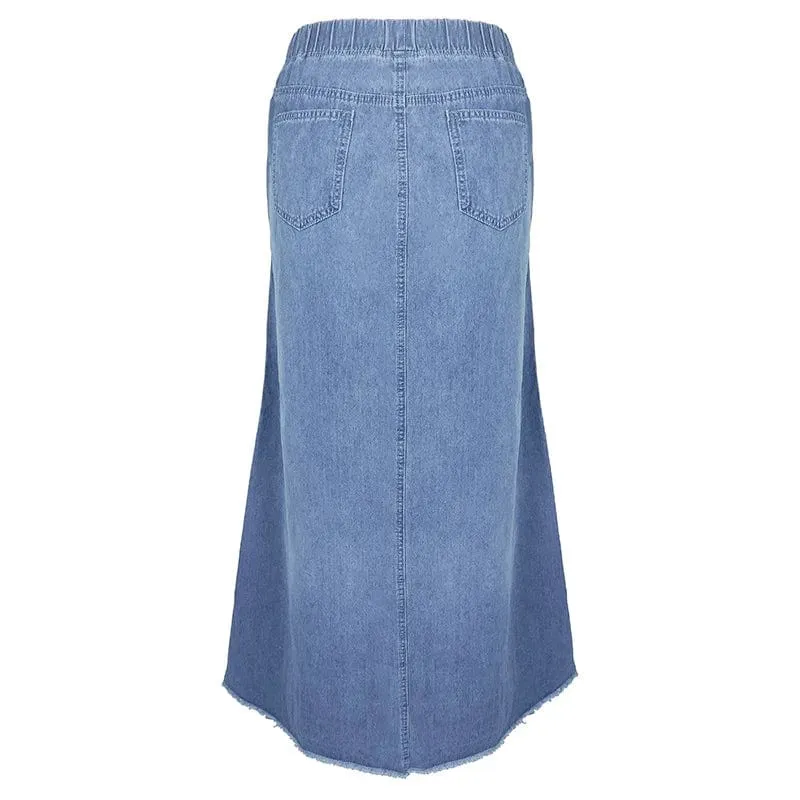 Women's Denim Maxi Skirt Blue Casual Bohemian Style sold by Hensley London product image thumbnail 4
