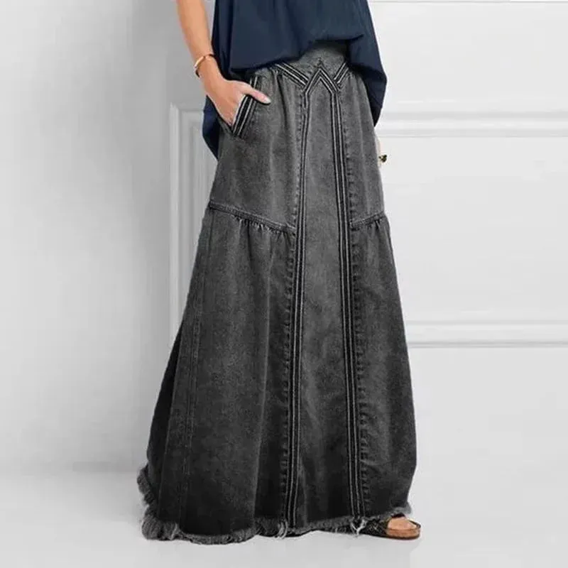 Women's Denim Maxi Skirt Blue Casual Bohemian Style sold by Hensley London product image thumbnail 2