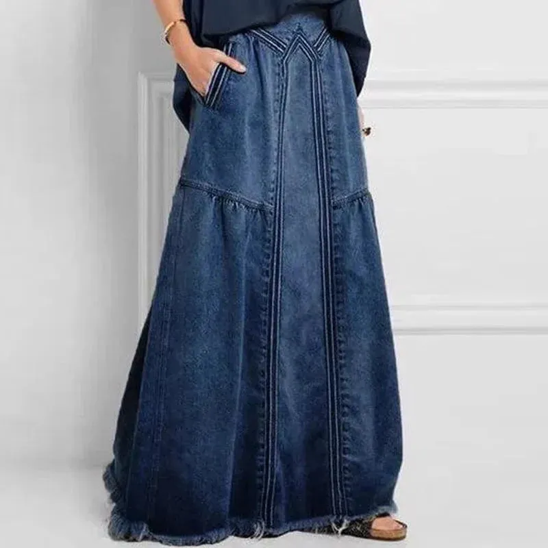 Women's Denim Maxi Skirt Blue Casual Bohemian Style sold by Hensley London product image thumbnail 3