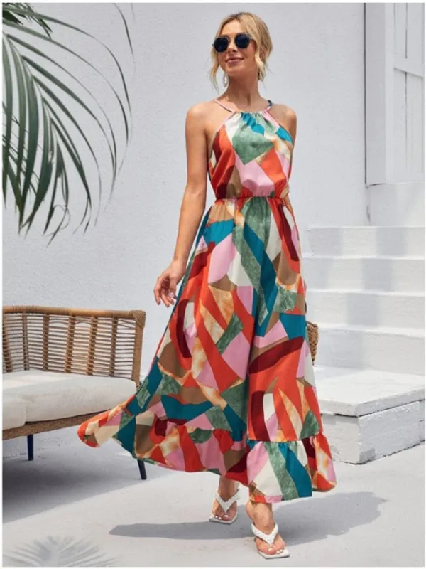 Women's Maxi Dress Colorful Polyester Boho Summer Dress sold by Hensley London