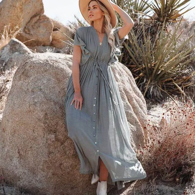 Women's Beach Cover Up Dress White One Size Polyester Boho Style sold by Hensley London product image thumbnail 3