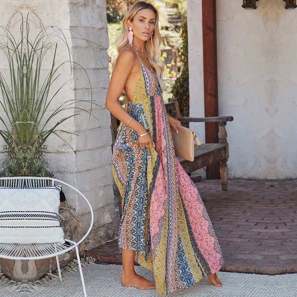 Women's Maxi Dress Multi-Color Size S-XL Bohemian Print Size S-M-L-XL sold by Hensley London product image thumbnail 3