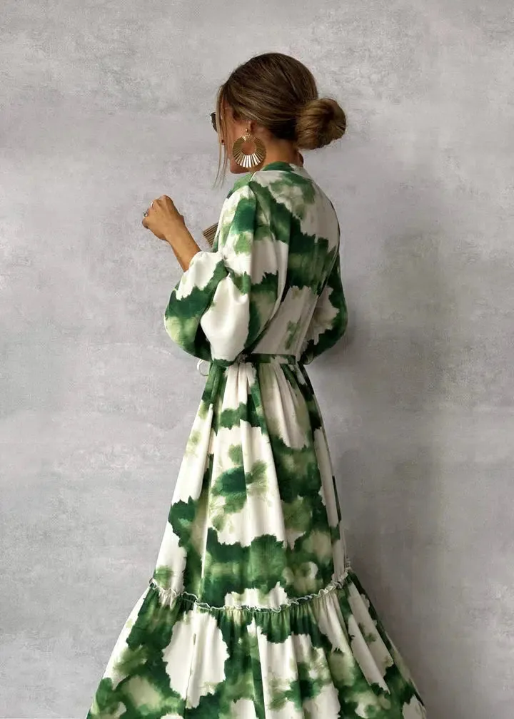 Women's Elegant Flowy Long Sleeve V-Neck Maxi Dress sold by Hensley London product image thumbnail 3