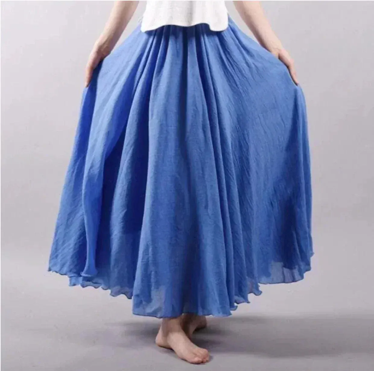 Women’s Flowy Lightweight Pleated Waist Boho Casual Maxi Dress Skirt sold by Hensley London product image thumbnail 3