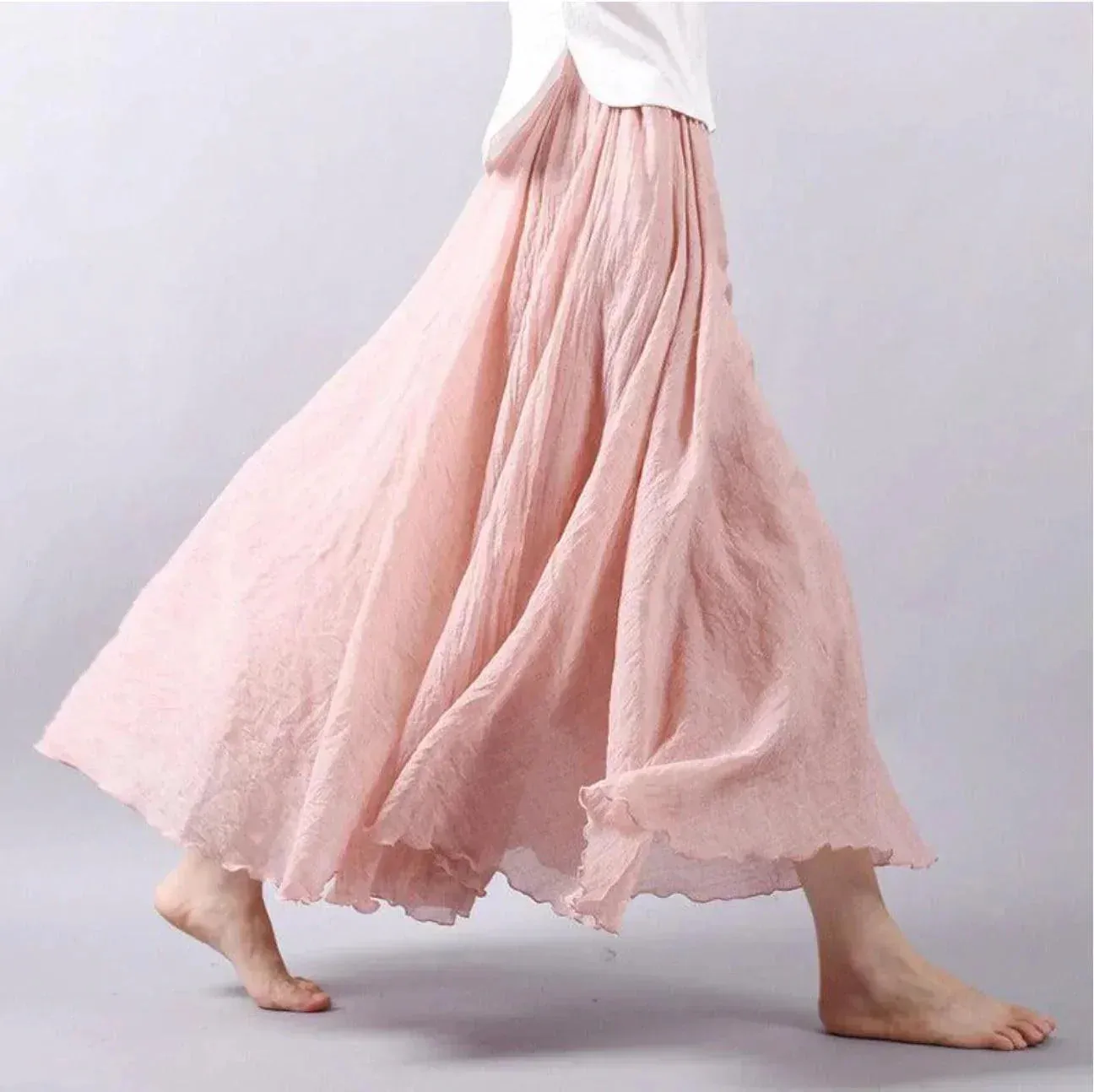Women’s Flowy Lightweight Pleated Waist Boho Casual Maxi Dress Skirt sold by Hensley London product image thumbnail 4