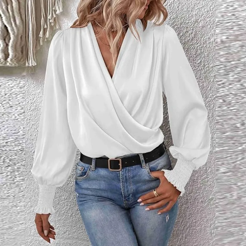 Women's Long Sleeve Blouse Cotton Puff Sleeve Top sold by Hensley London