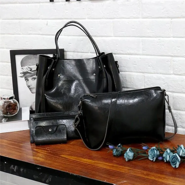 Women's Bag Set Black 4-Piece Vegan Leather sold by Hensley London product image thumbnail 2