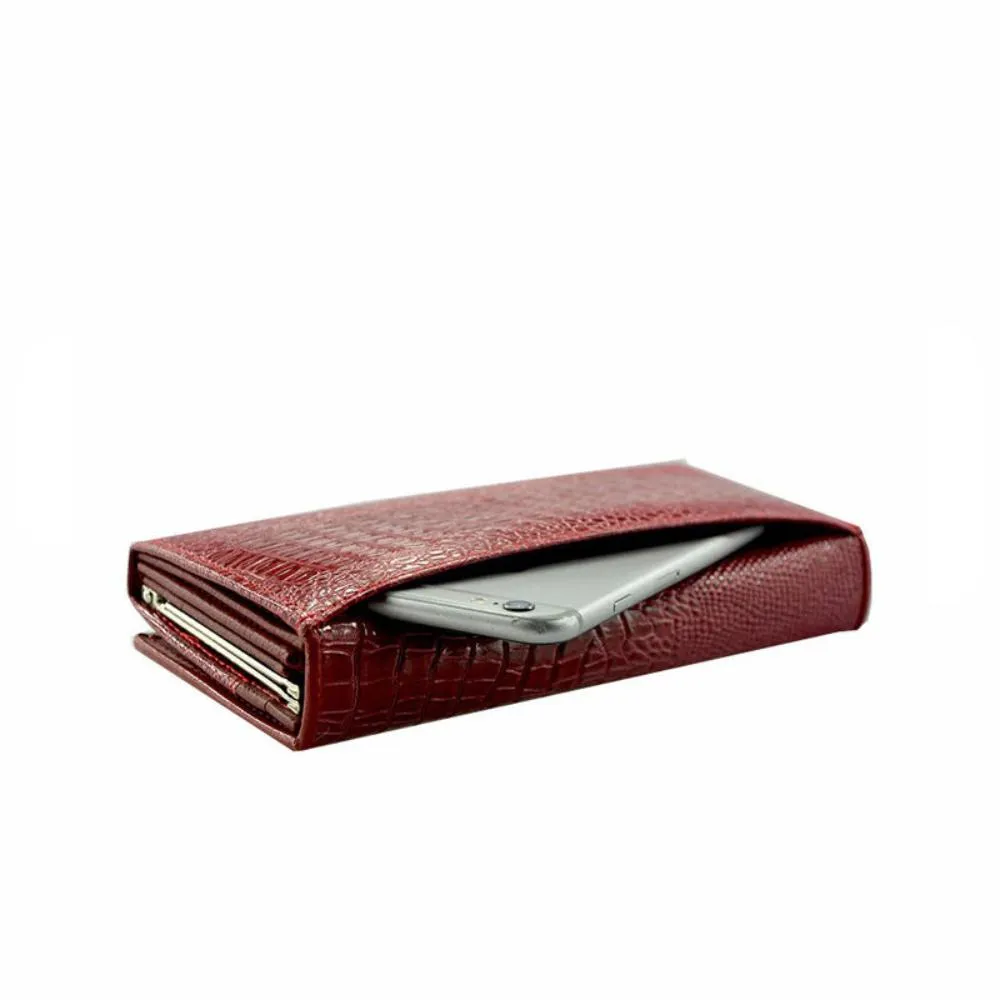 Women's Wallet Black Compact Genuine Leather Crocodile Pattern sold by Hensley London product image thumbnail 5