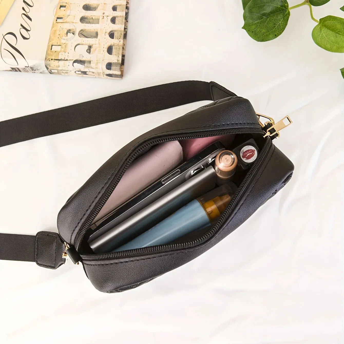 Women's Crossbody Bag Black Mini Size PU Leather sold by Hensley London product image thumbnail 5