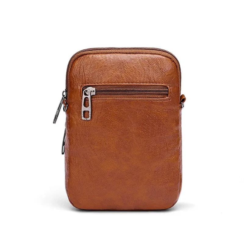 Women's Crossbody Bag Brown Small PU Leather Vintage Style sold by Hensley London product image thumbnail 3