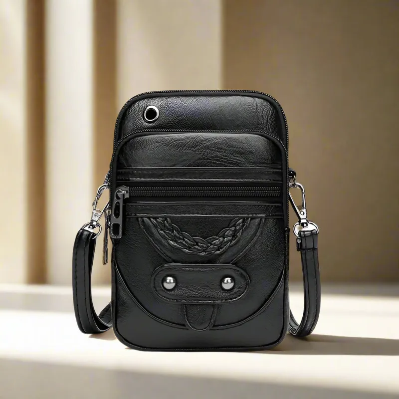 Women's Crossbody Bag Brown Small PU Leather Vintage Style sold by Hensley London