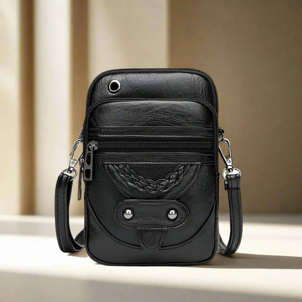 Women's Crossbody Bag Brown Small PU Leather Vintage Style sold by Hensley London