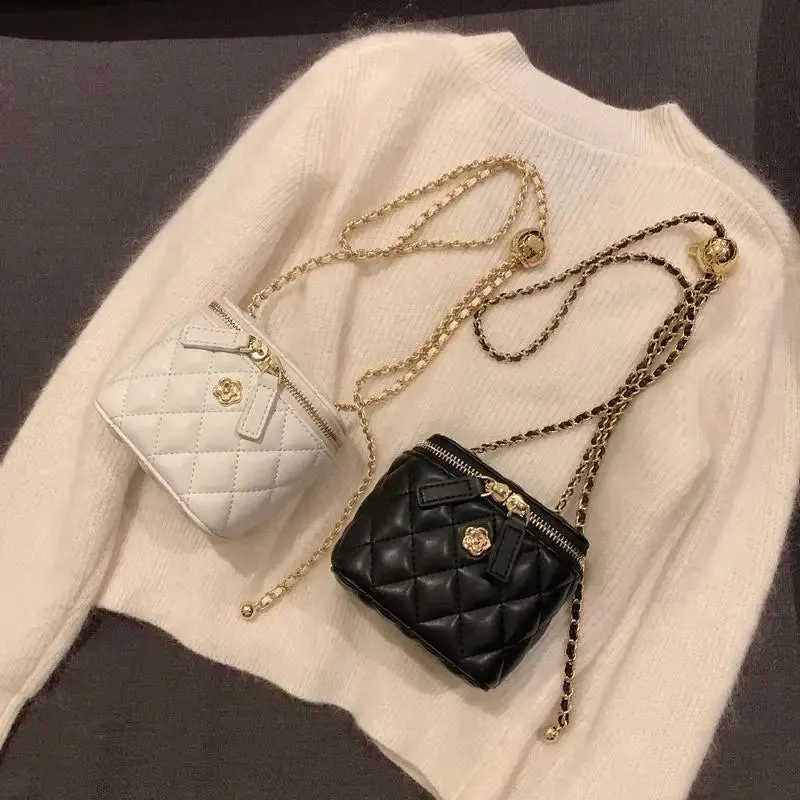 Women's Mini Black Shoulder Bag Small Faux Leather with Chain Detail sold by Hensley London product image thumbnail 3