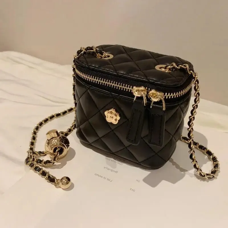 Women's Mini Black Shoulder Bag Small Faux Leather with Chain Detail sold by Hensley London product image thumbnail 5