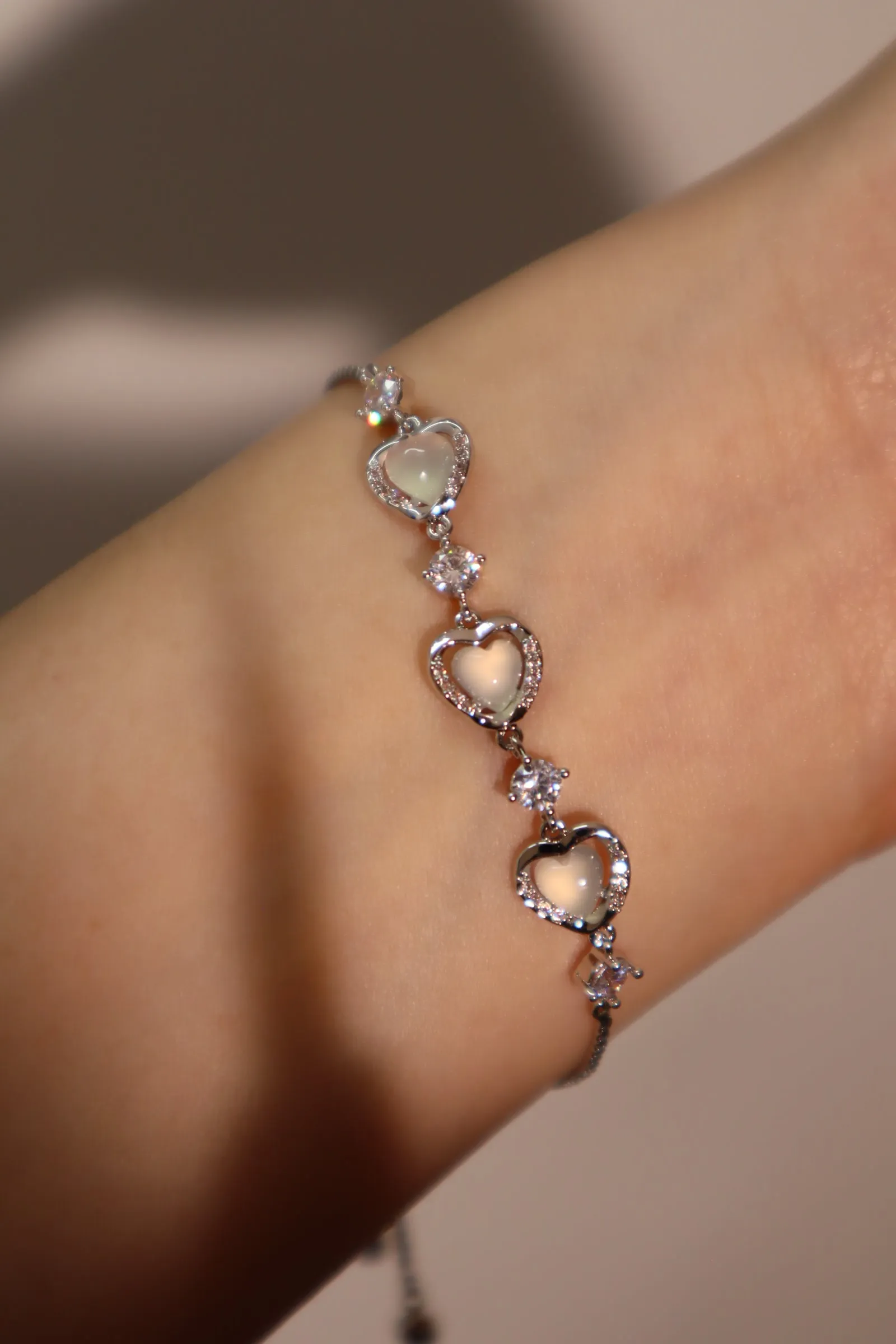 Women's Bracelet Platinum Plated Zirconia Moonstone Adjustable sold by Hensley London product image thumbnail 5