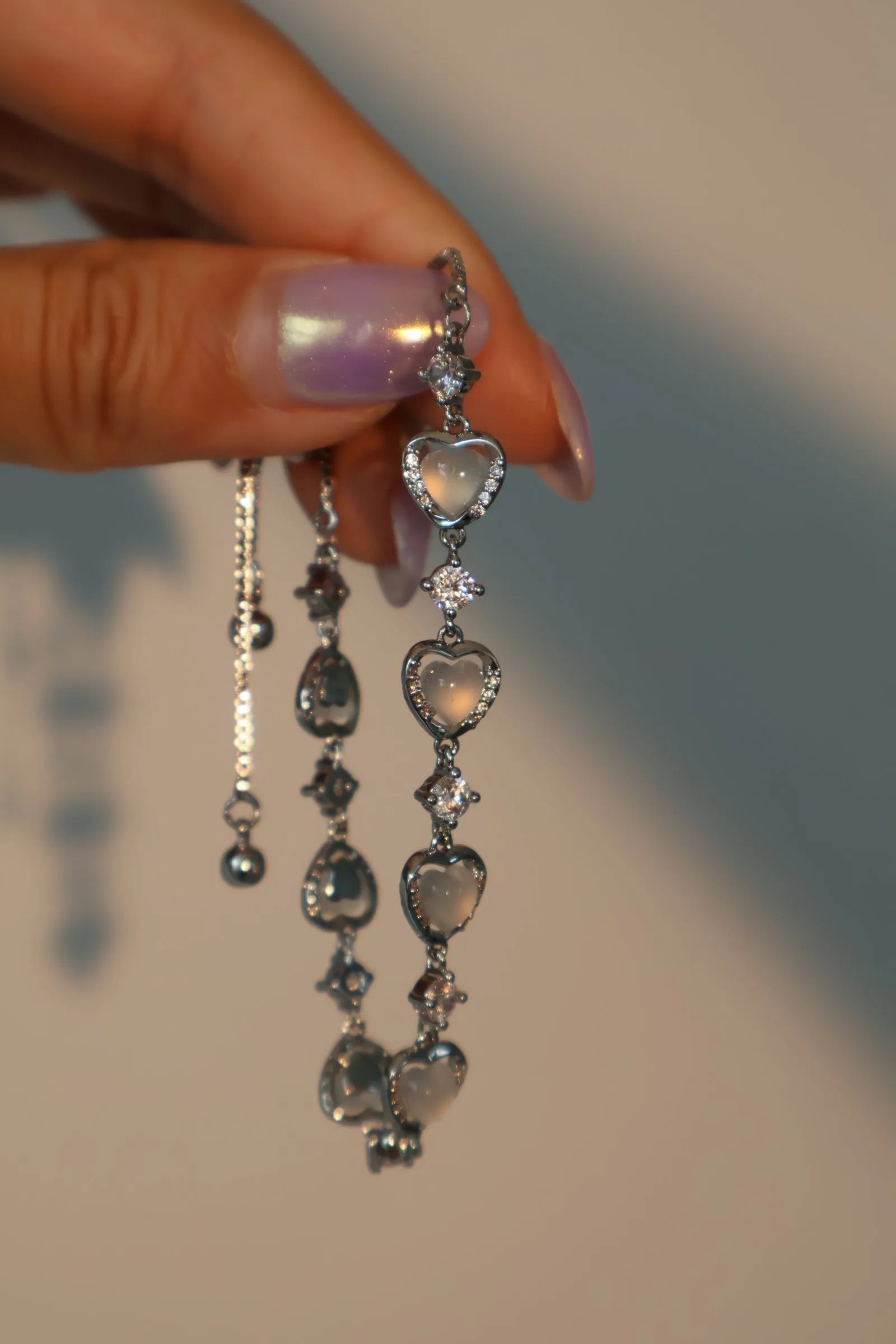 Women's Bracelet Platinum Plated Zirconia Moonstone Adjustable sold by Hensley London product image thumbnail 2