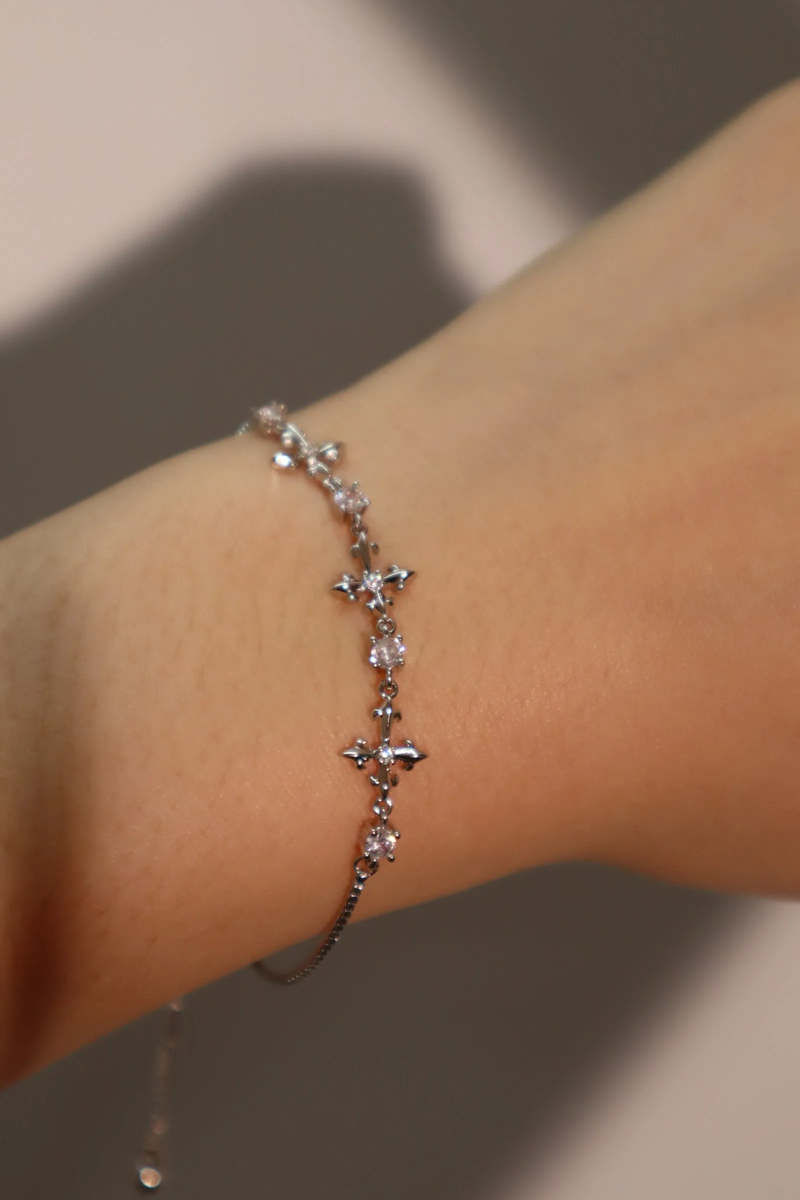 Women's Multi Diamond Cross Bracelet Silver Zirconia sold by Hensley London product image thumbnail 3