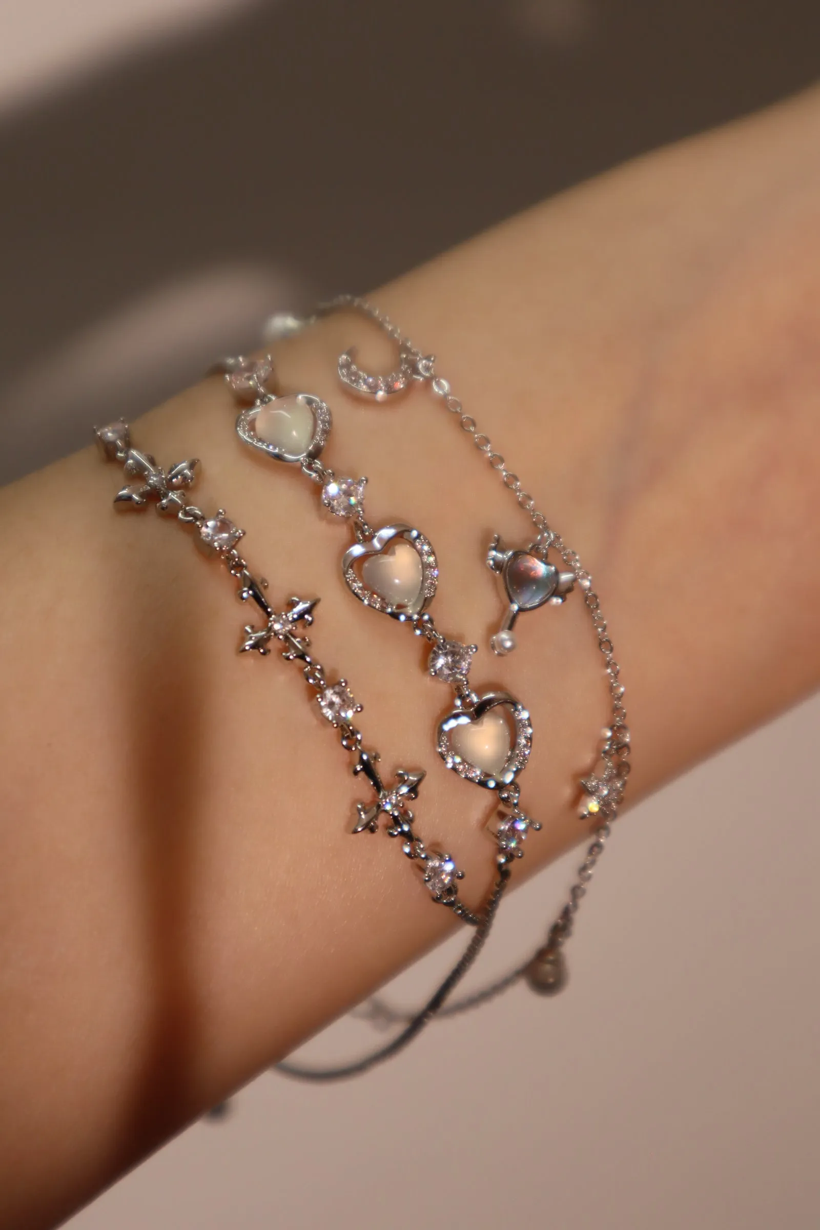 Women's Multi Diamond Cross Bracelet Silver Zirconia sold by Hensley London product image thumbnail 4