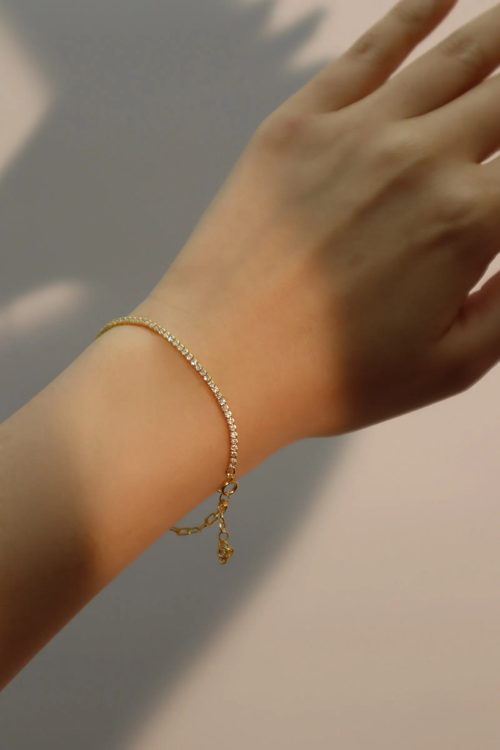 Women's Bracelet 18K Gold Vermeil Zirconia Diamond Chain sold by Hensley London