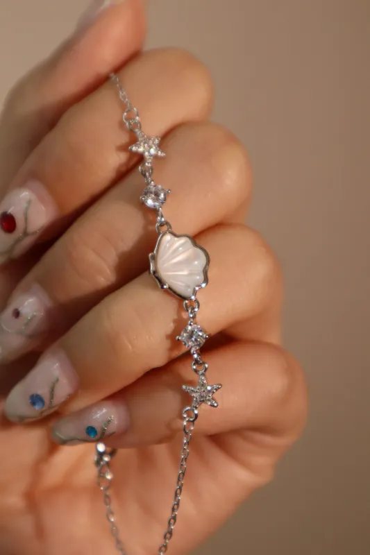 Unisex Bracelet Silver Sea Shell Zirconia Diamonds sold by Hensley London