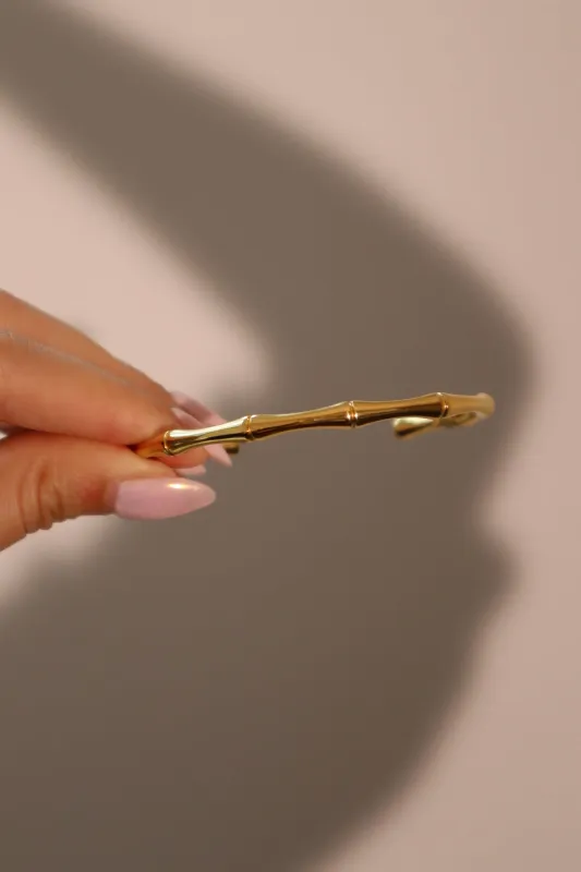 Women's Bamboo Bracelet Gold Stainless Steel sold by Hensley London