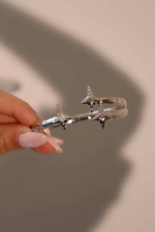 Women's Bracelet Silver Zirconia Diamonds 3 in 1 Stretchable Design sold by Hensley London