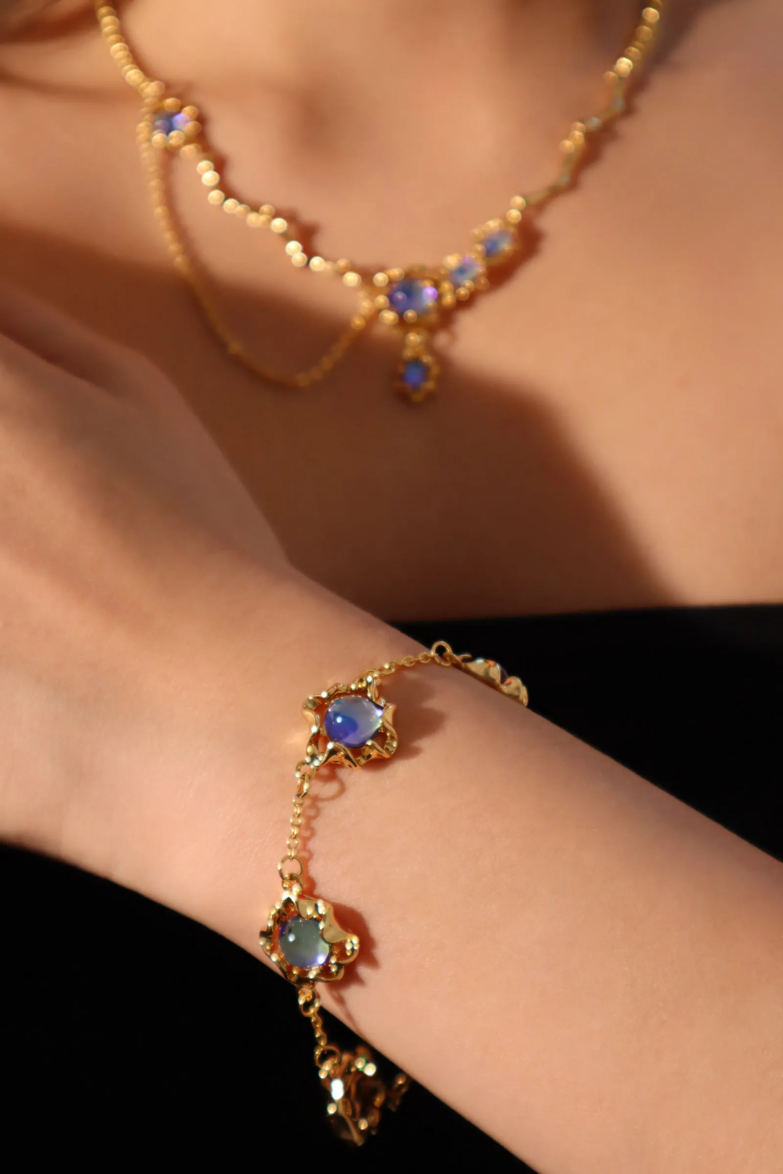 Women's Bracelet 18K Gold Plated Deep Blue Moonstones sold by Hensley London product image thumbnail 5