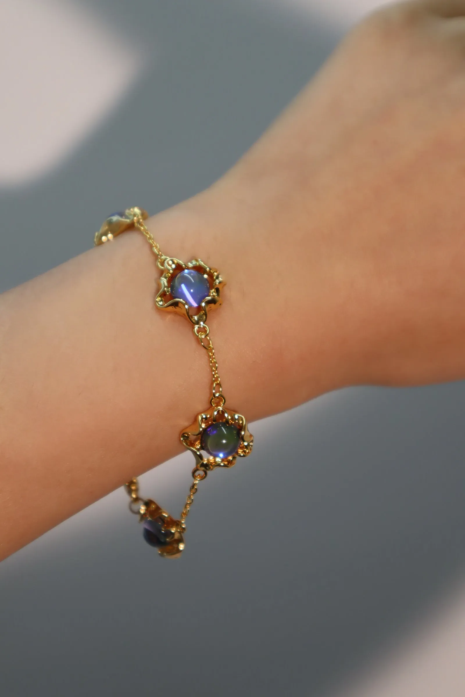 Women's Bracelet 18K Gold Plated Deep Blue Moonstones sold by Hensley London product image thumbnail 2